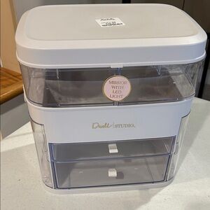 Dwell Studio White and Transparent Makeup Organizer